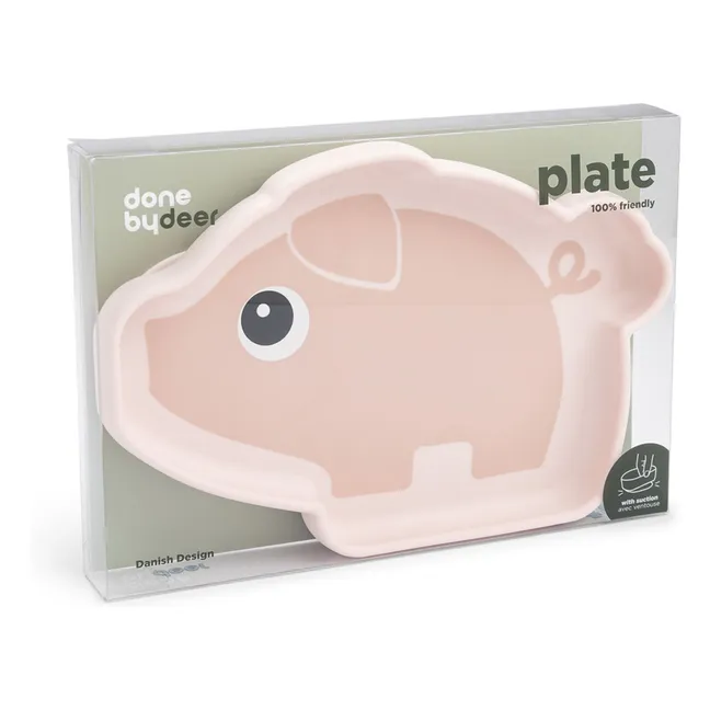 Assiette en silicone avec ventouse Pigee | Rose pâle