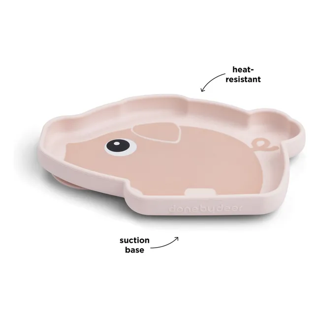 Assiette en silicone avec ventouse Pigee | Rose pâle