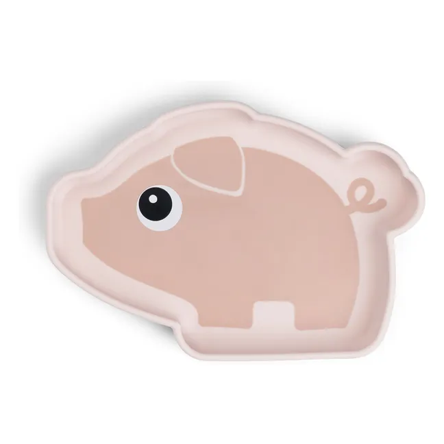 Assiette en silicone avec ventouse Pigee | Rose pâle