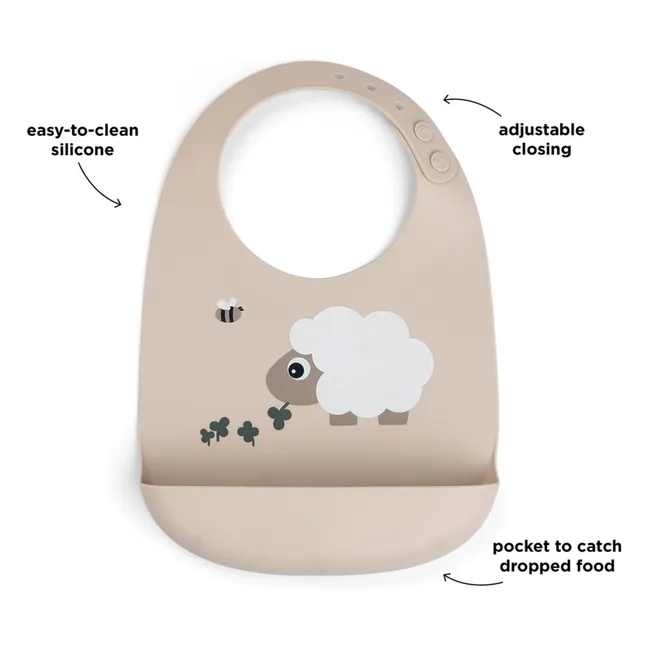Bavoir en silicone Sheepy | Sable
