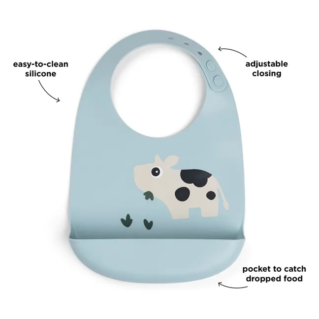 Bavoir en silicone Dotti | Bleu