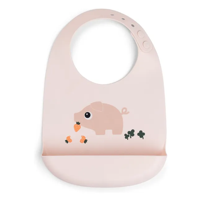 Babero de silicona Pigee | Rosa