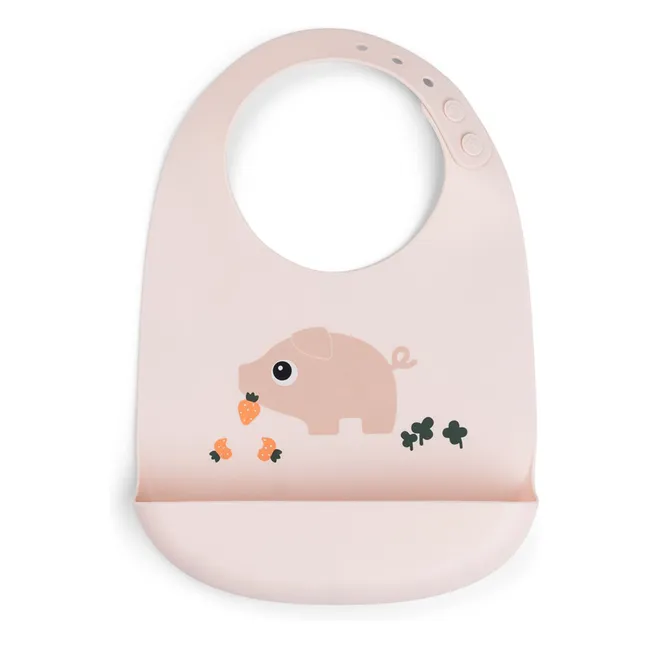Bavoir en silicone Pigee | Rose