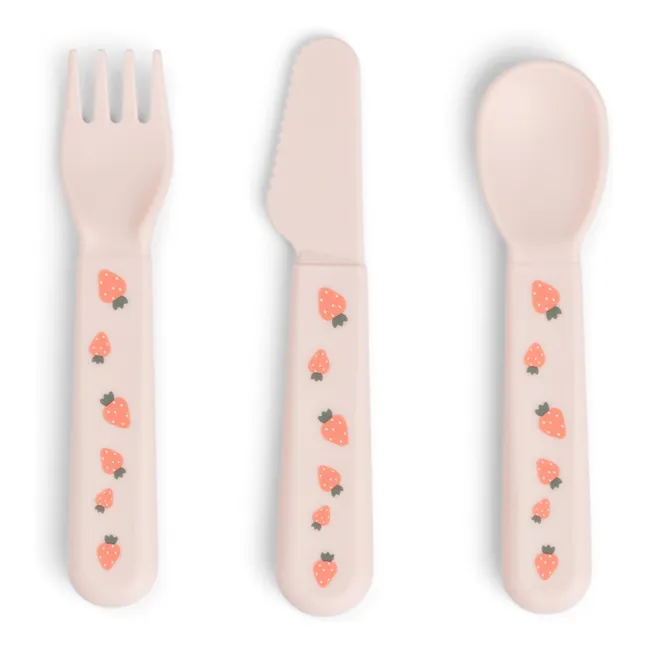 Posate Tiny Farm - Set di 3 pezzi | Rosa Pallido