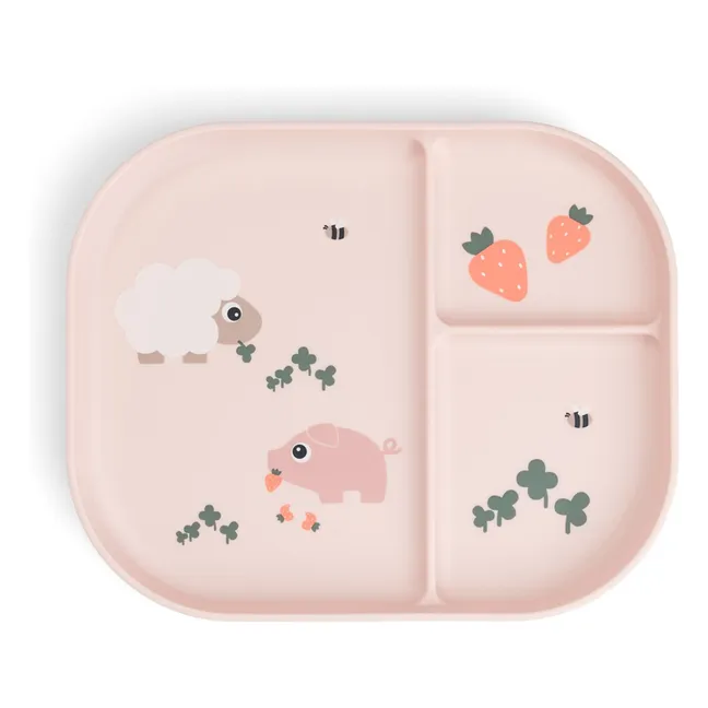 Plato compartimentado Tiny Farm | Rosa
