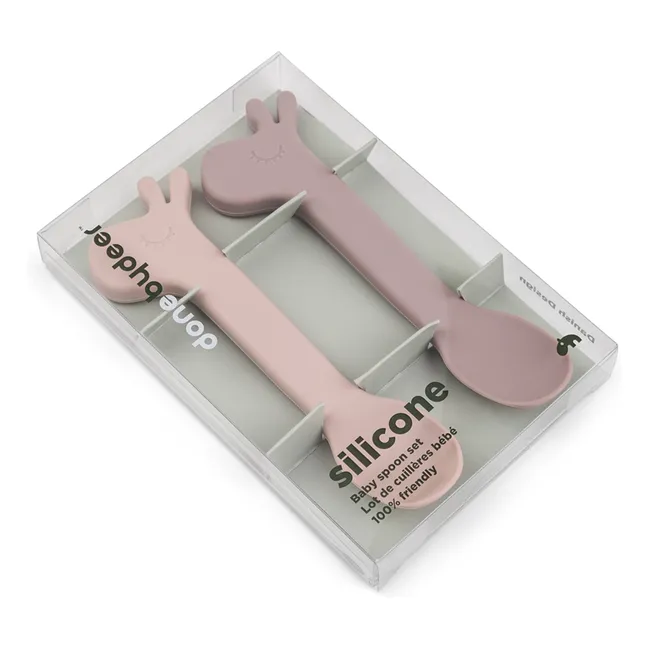 Cuillères en silicone Lalee - Set de 2 | Rose