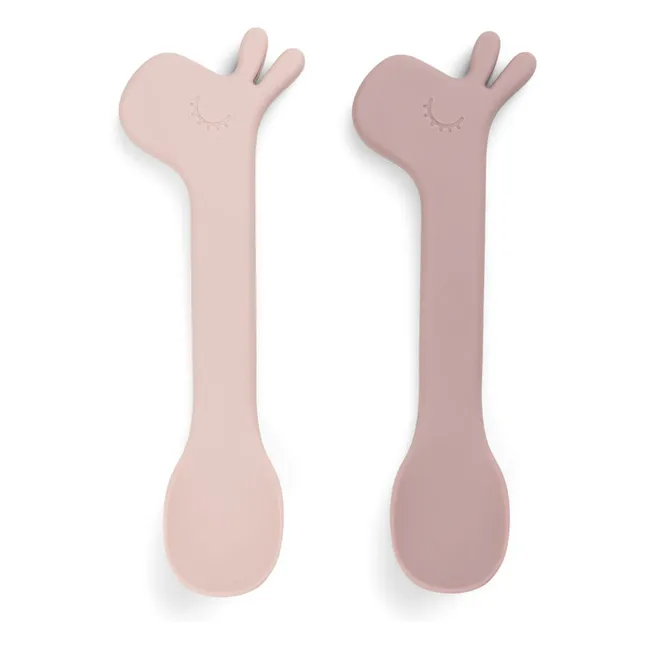 Cuillères en silicone Lalee - Set de 2 | Rose