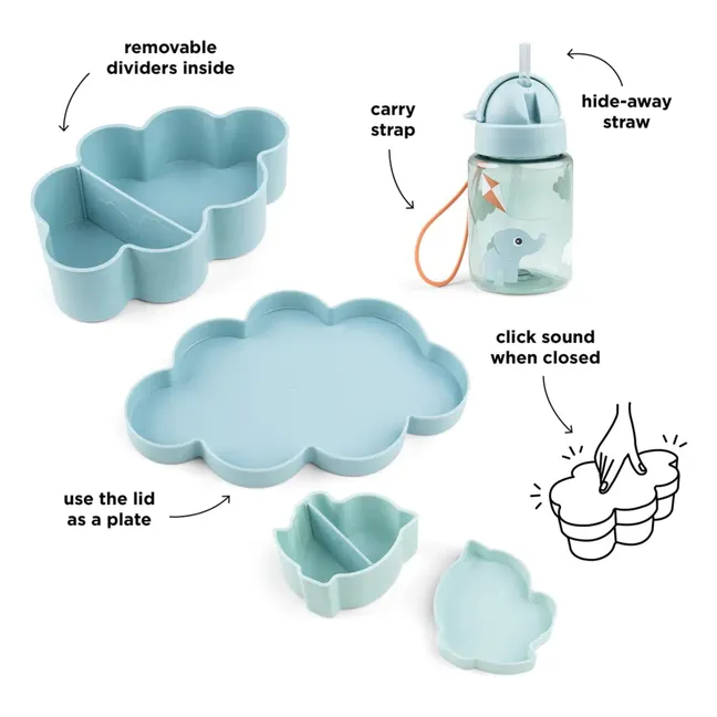 Boîtes à goûter et leur gourde | Bleu ciel
