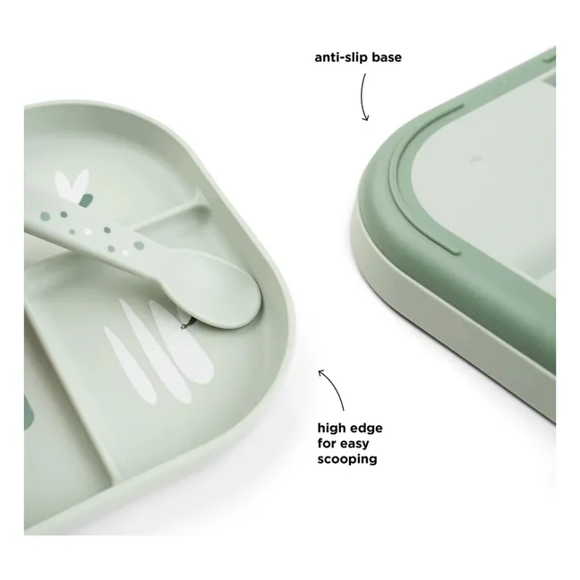 Assiette compartimentée Croco | Sauge