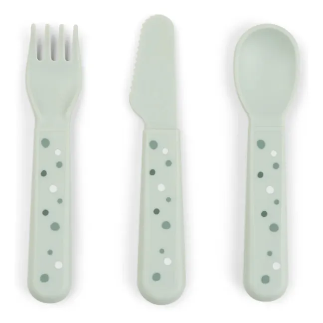 Cubiertos Happy Dots - Juego de 3 | Salvia