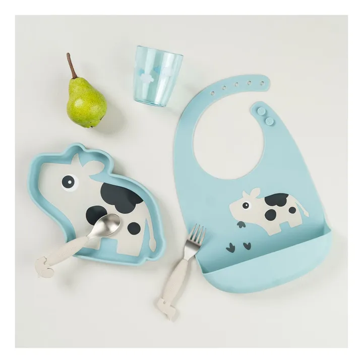 Dotti silicone plate with suction cup | Light blue- Product image n°1