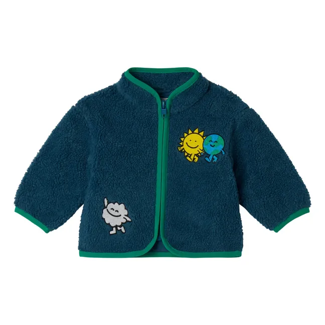 Veste Façon Sherpa Soleil | Bleu pétrole