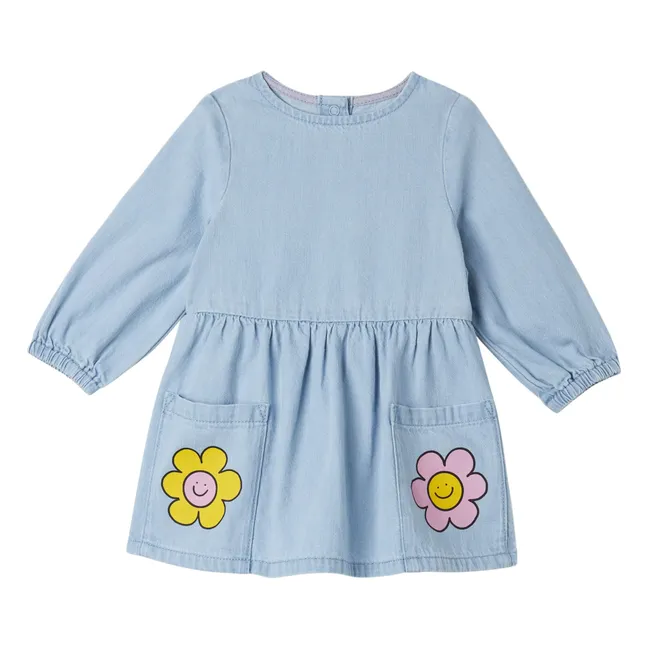 Robe Denim Fleurs | Bleu jean