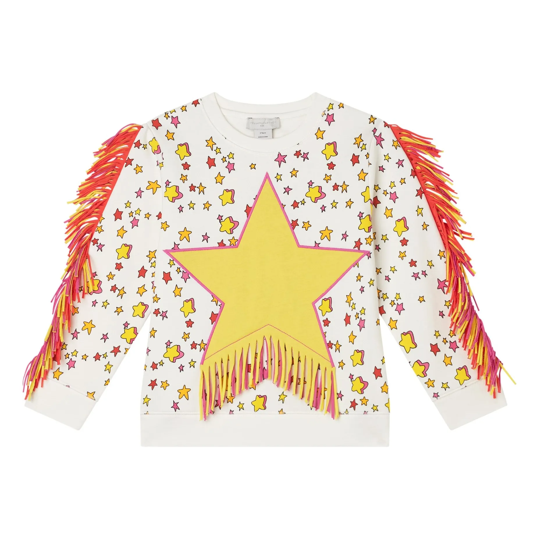 Stella Mccartney Kids Ecru Fringed Star Sweat