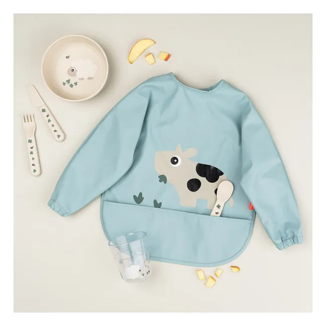 Tiny Farm bib with sleeves | Blue