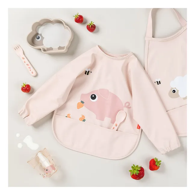 Babero con mangas Tiny Farm | Rosa Pálido