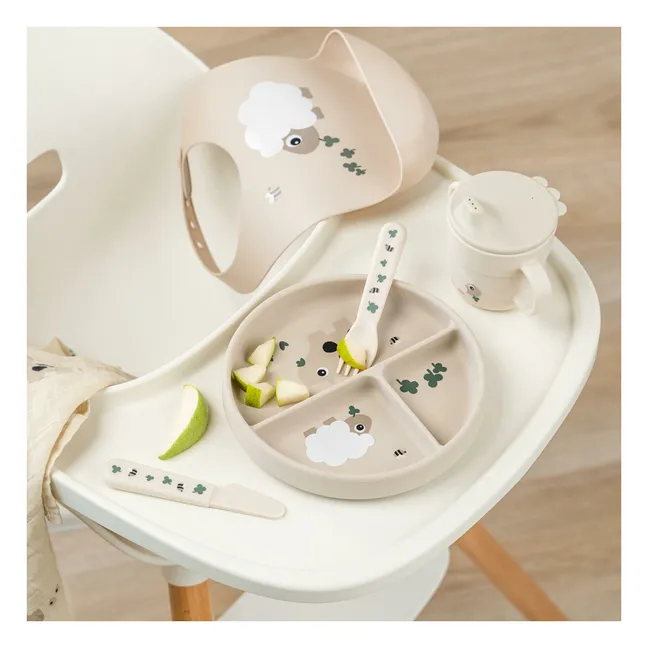 Assiette compartimentée avec ventouse Tiny Farm | Sable