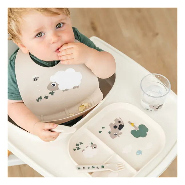 Bavoir en silicone Sheepy | Sable