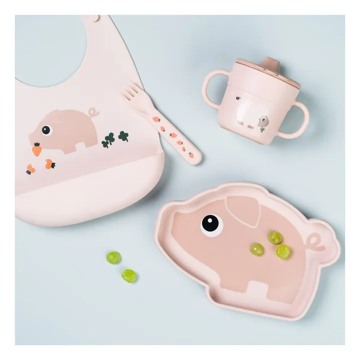 Bavoir en silicone Pigee | Rose- Image produit n°1