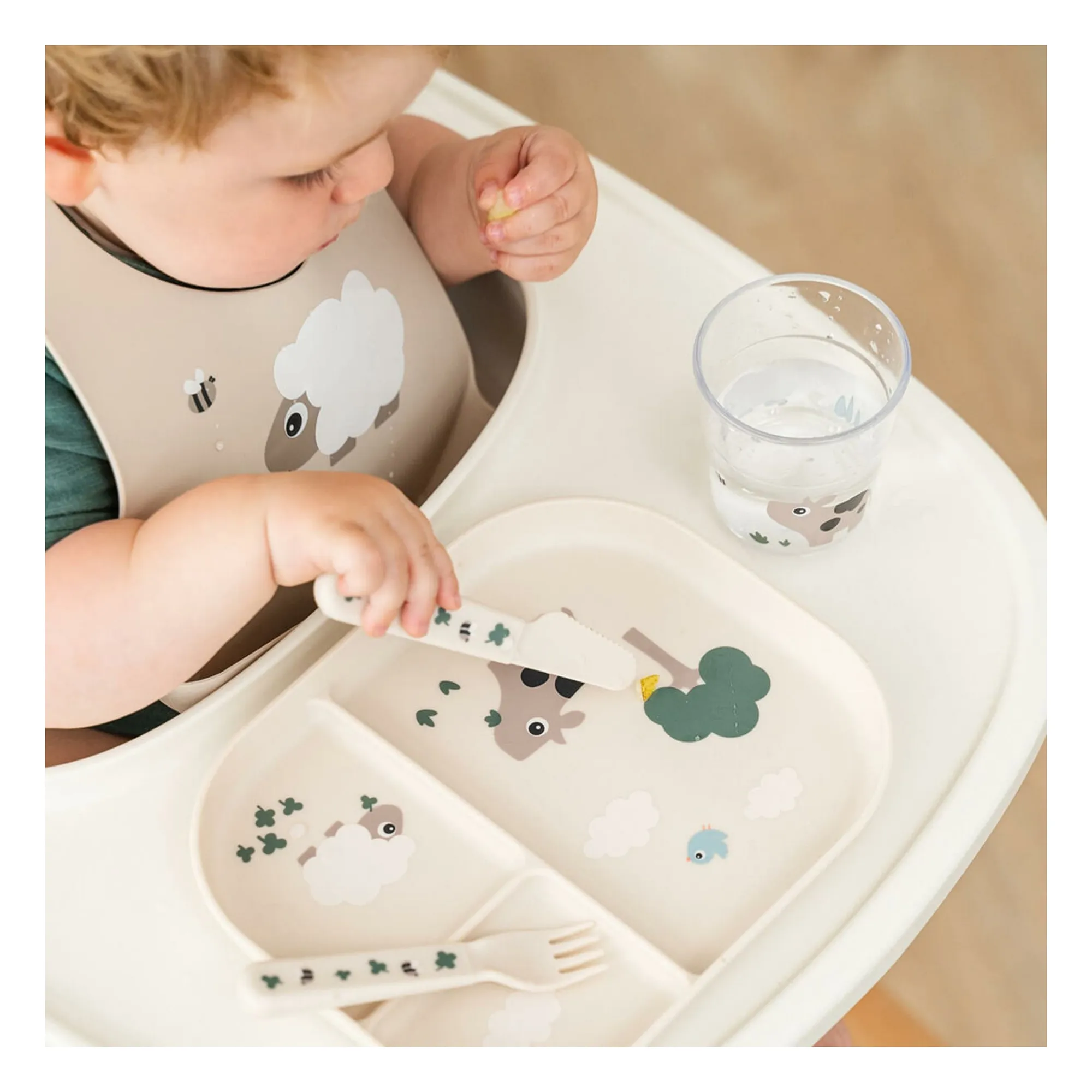 Assiette compartimentée Tiny Farm | Sable- Image produit n°2