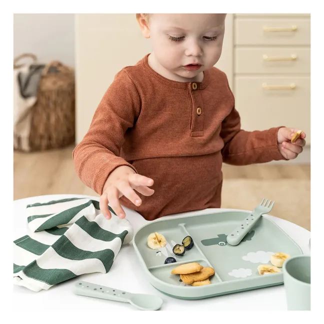 Assiette compartimentée Croco | Sauge