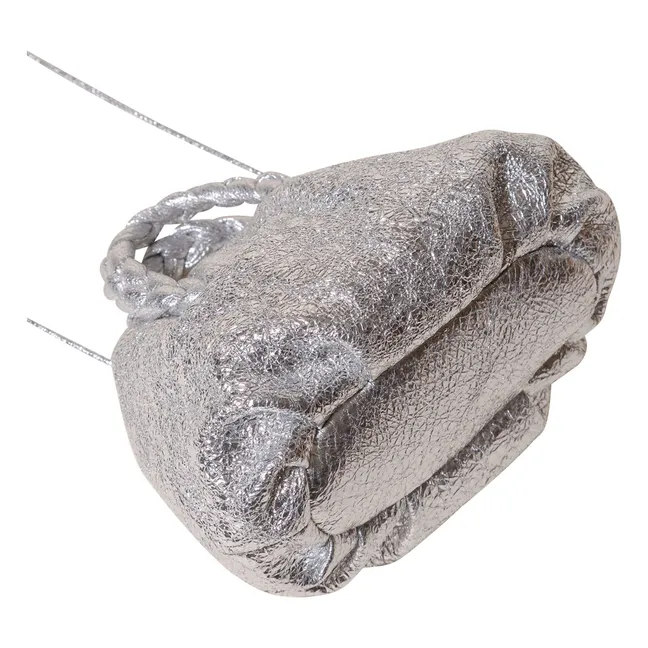 Crackle Metallic Bombon Bag | Silver