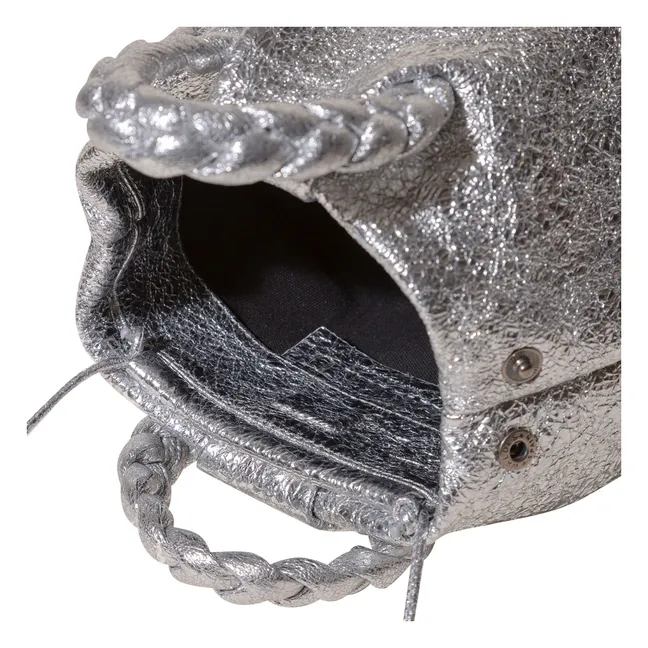 Crackle Metallic Bombon Bag | Silver