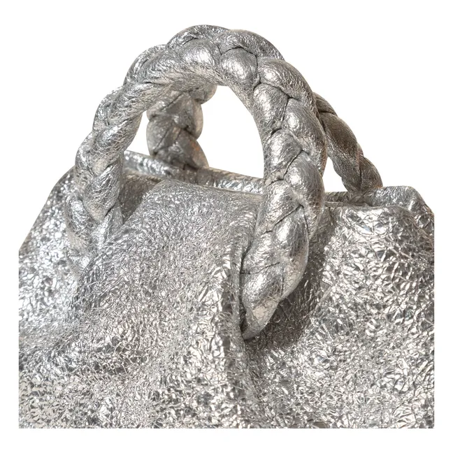 Sac Bombon Craquelé Métallisé | Argenté