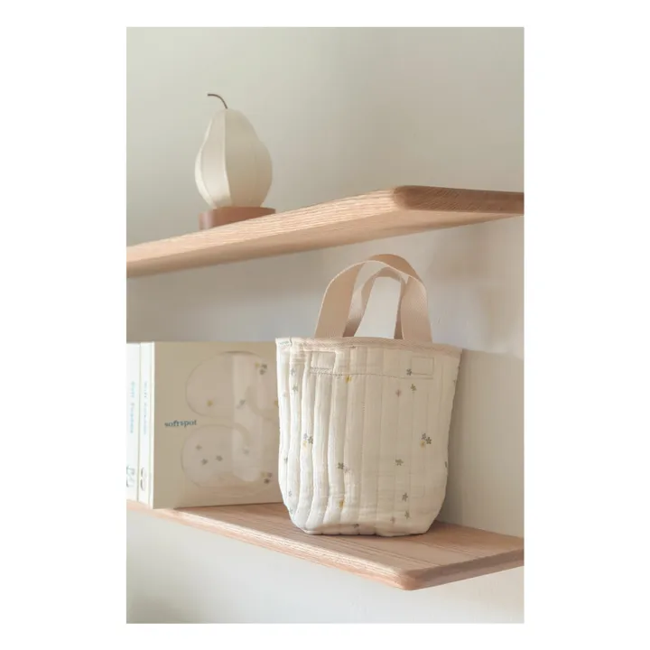 Panier de rangement Daisies en coton bio | Ecru- Image produit n°0