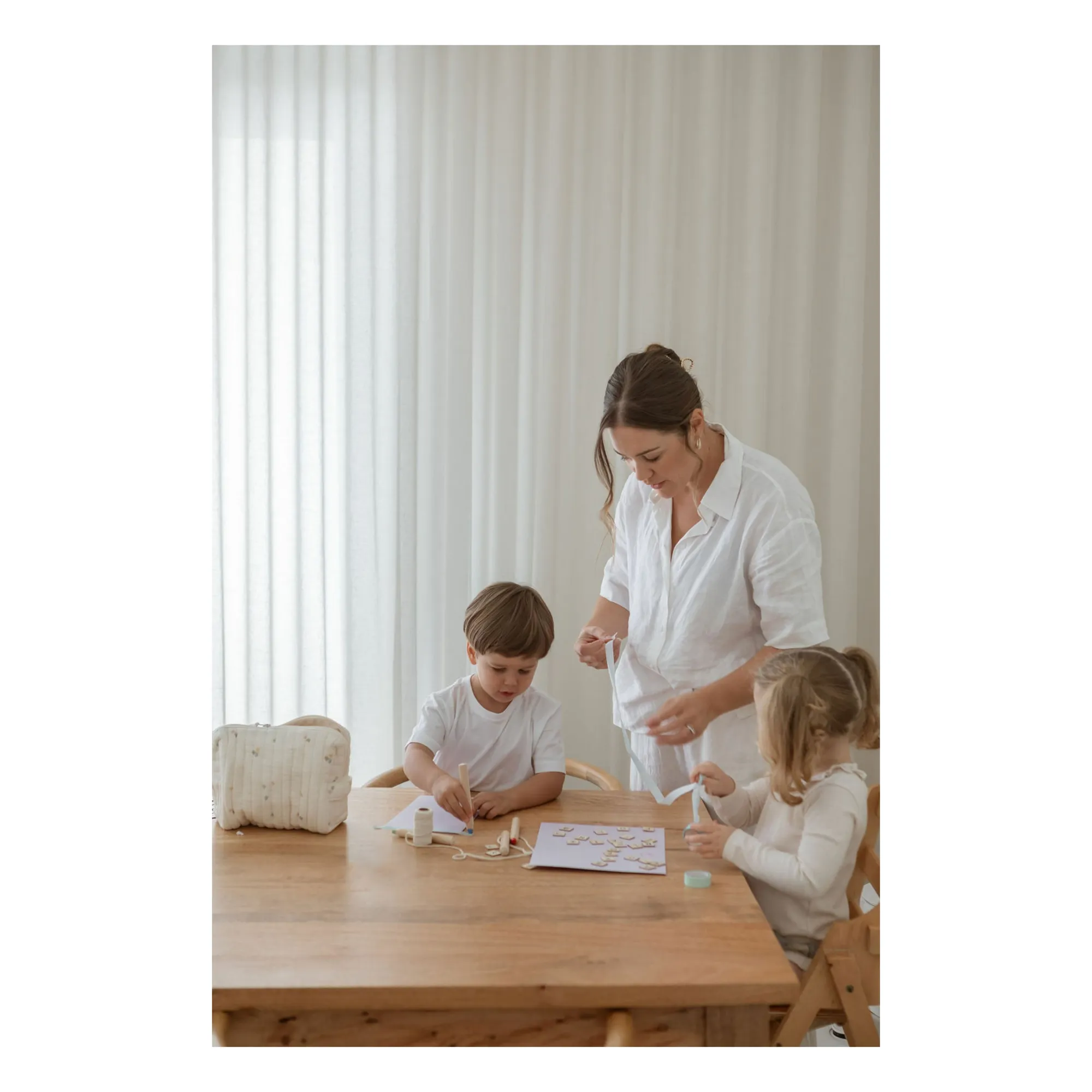 Trousse de toilette Daisies en coton bio | Ecru- Image produit n°5