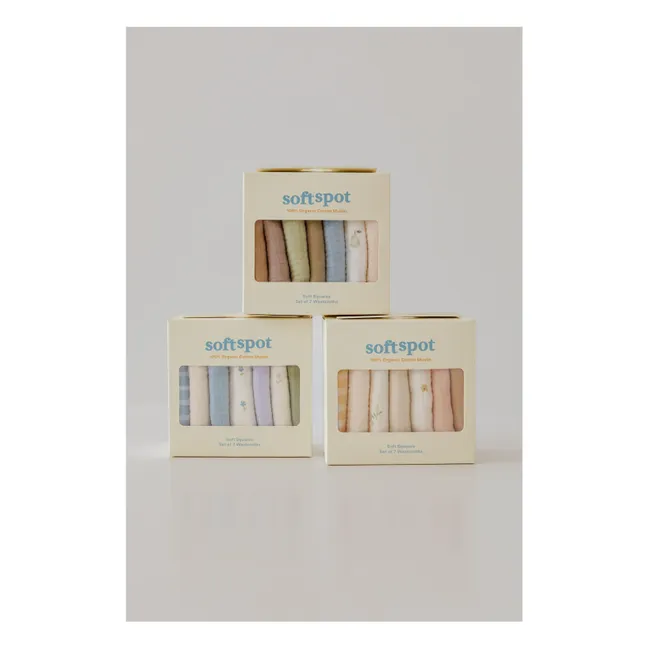Serviettes Cottage en coton bio - Set de 7 | Bleu
