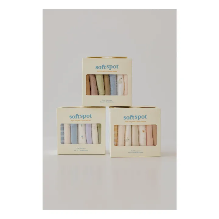Serviettes Cottage en coton bio - Set de 7 | Bleu- Image produit n°4