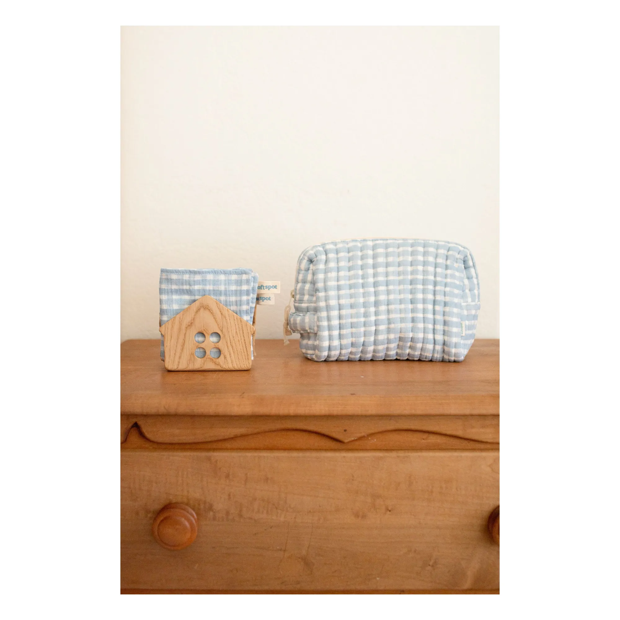 Serviettes Cottage en coton bio - Set de 3 | Bleu- Image produit n°4