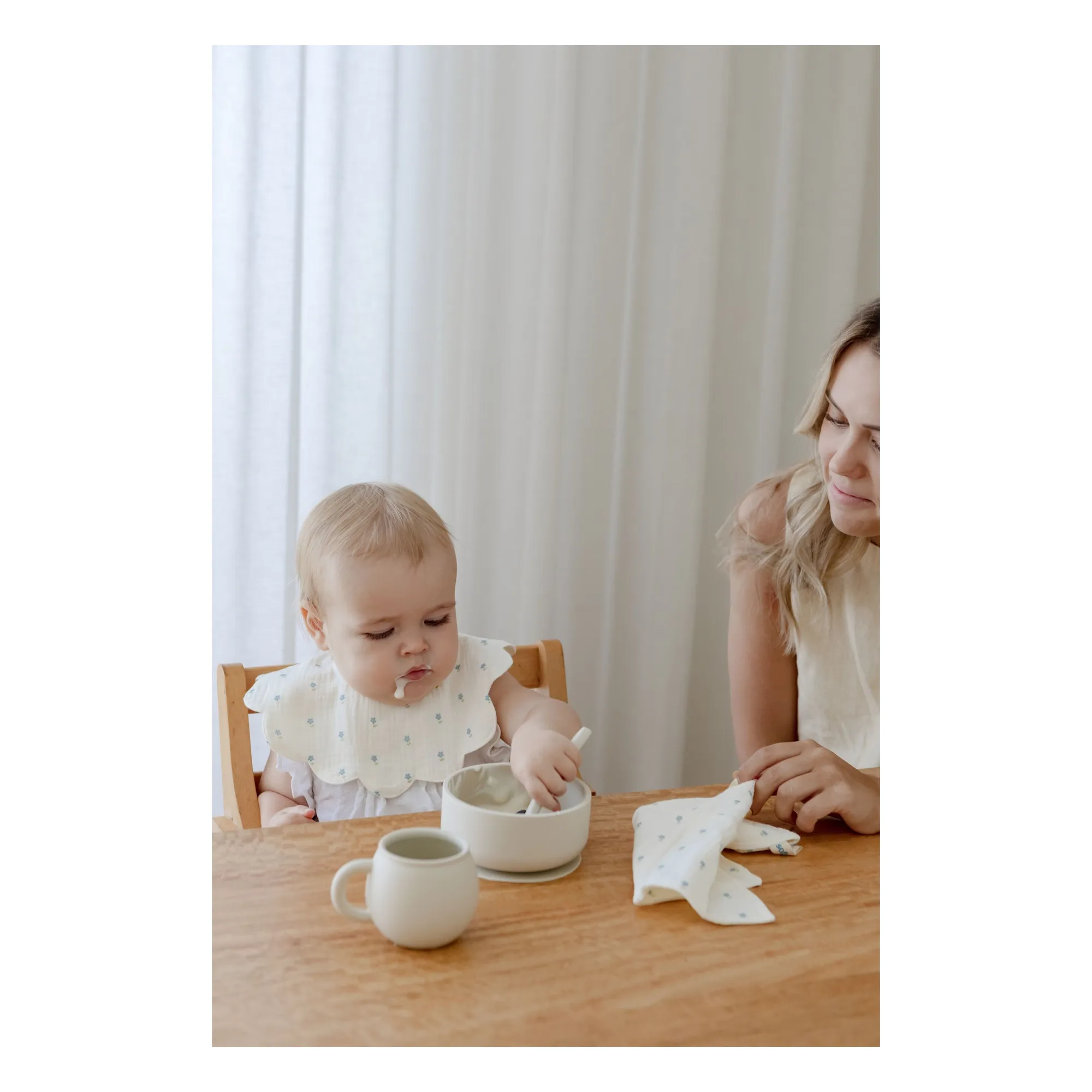 Serviettes Cottage en coton bio - Set de 7 | Bleu- Image produit n°3