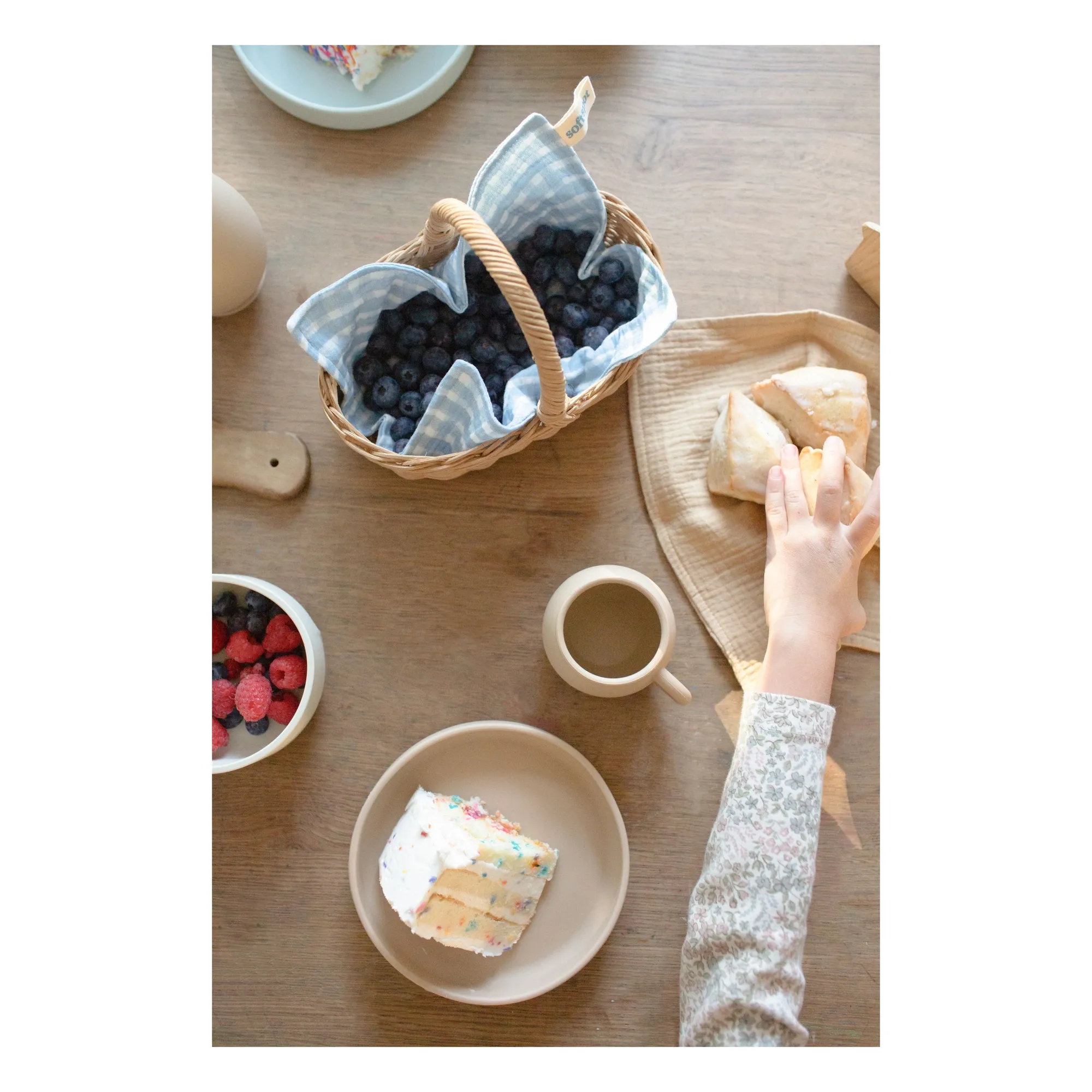 Serviettes Cottage en coton bio - Set de 3 | Bleu- Image produit n°5