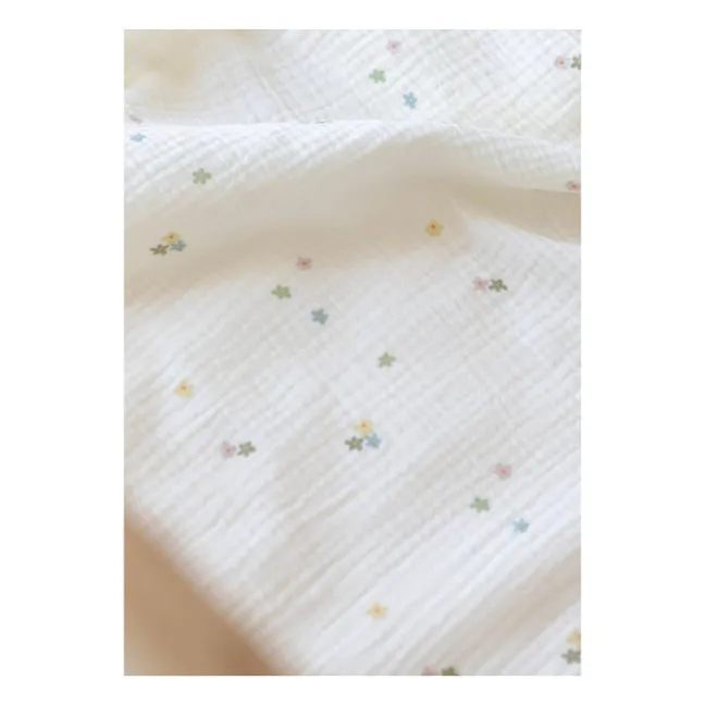 Fitted sheet Daisies in organic cotton | Ecru