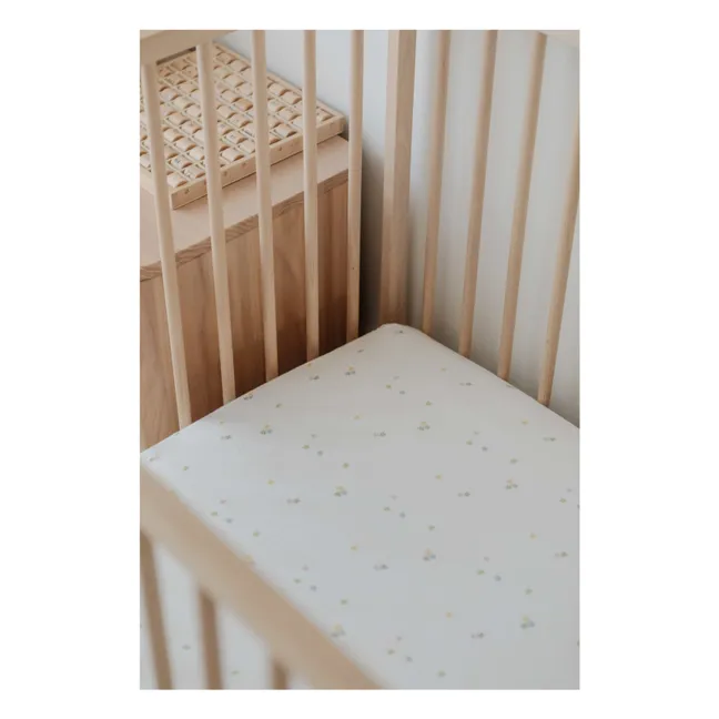 Fitted sheet Daisies in organic cotton | Ecru