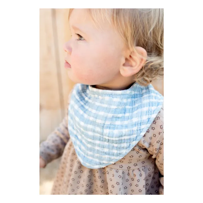 Bavoirs bandana Cottage en coton bio - Set de 3 | Bleu