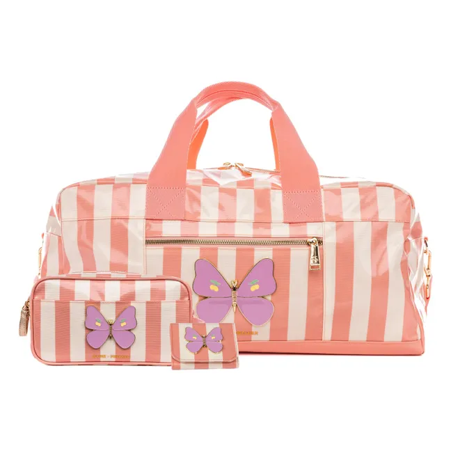 Sac Week-end Butterfly Stripe | Rose pêche