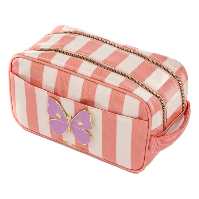 Trousse de Toilette Butterfly Stripe | Rose pêche