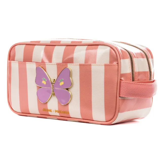 Trousse de Toilette Butterfly Stripe | Rose pêche