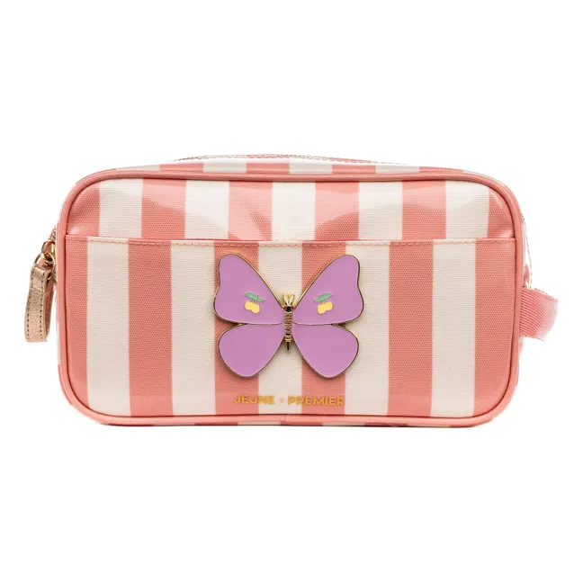 Trousse de Toilette Butterfly Stripe | Rose pêche