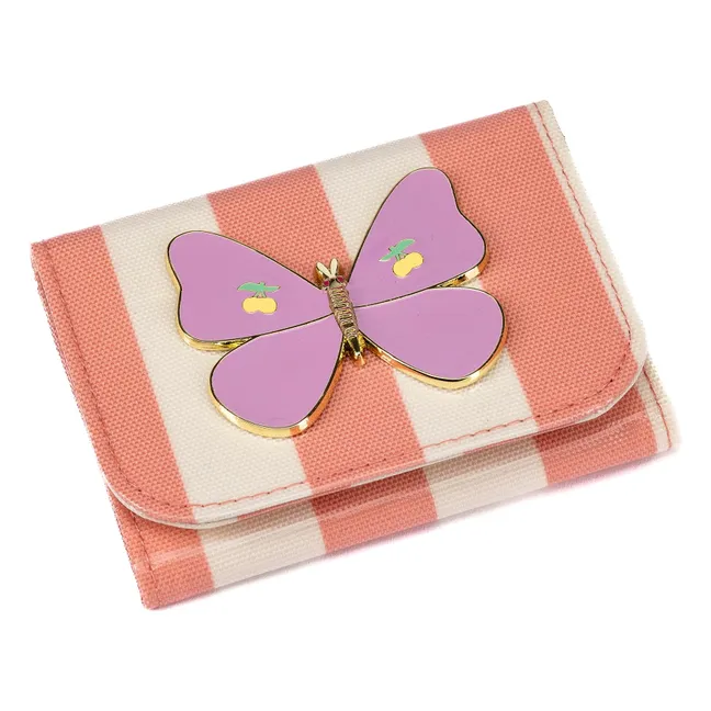 Porte Monnaie Butterfly Stripe | Rose pêche