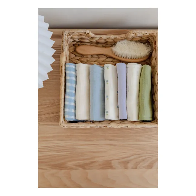 Serviettes Cottage en coton bio - Set de 7 | Bleu