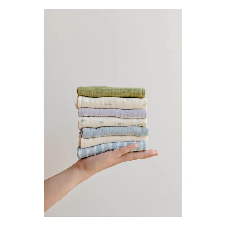 Serviettes Cottage en coton bio - Set de 7 | Bleu- Image produit n°1