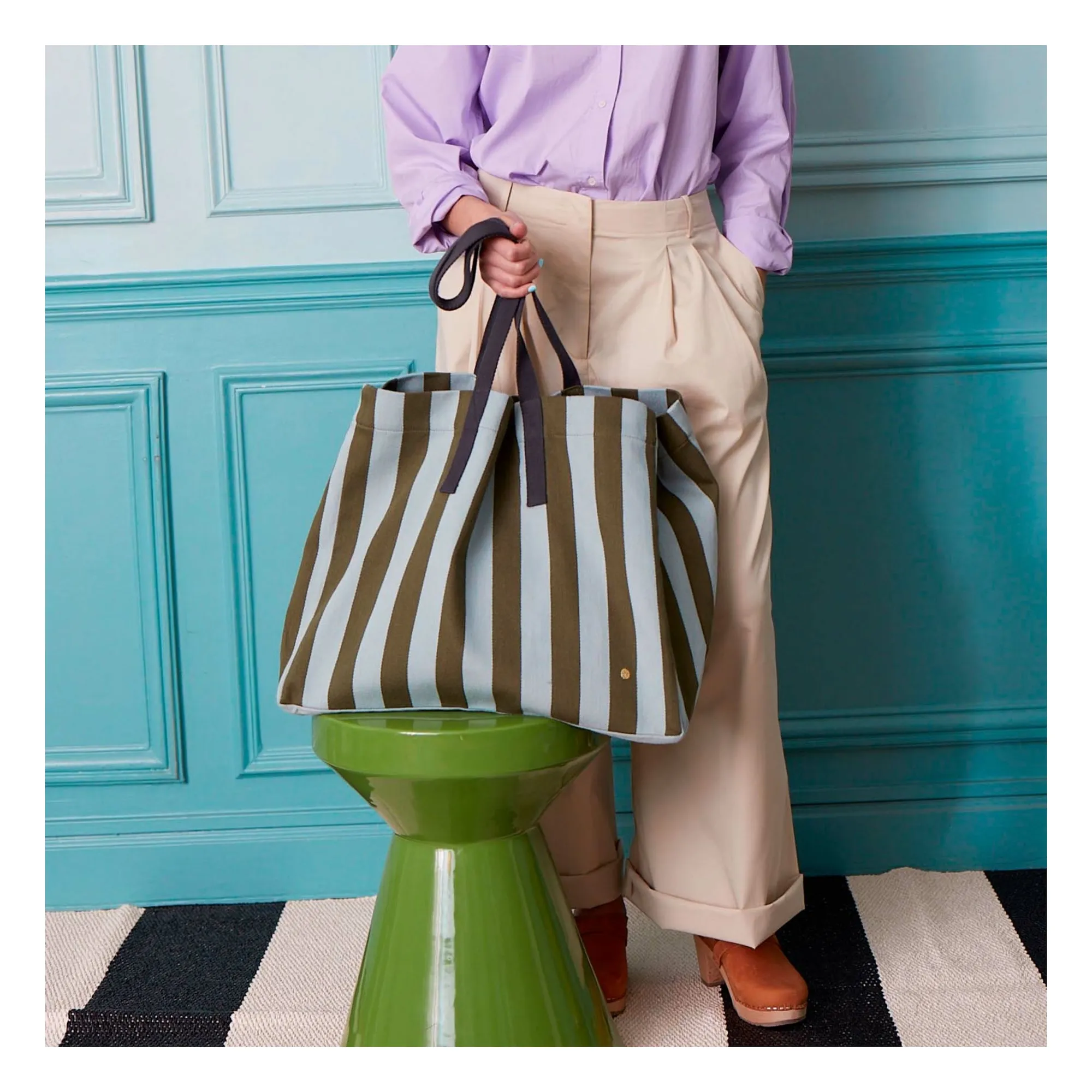 Sac cabas Rita  | Bleu Turquoise - Vert Foncé- Image produit n°1