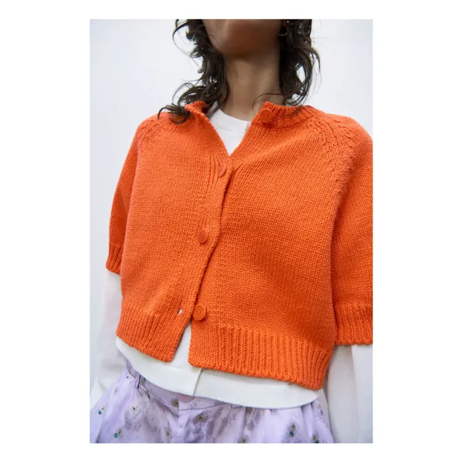 Short-sleeved Buttoned Vest | Orange