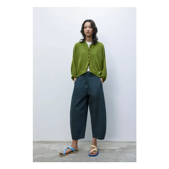Cardigan in cotone e cashmere | Verde oliva