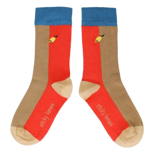 Chaussettes Colorblock | Rouge
