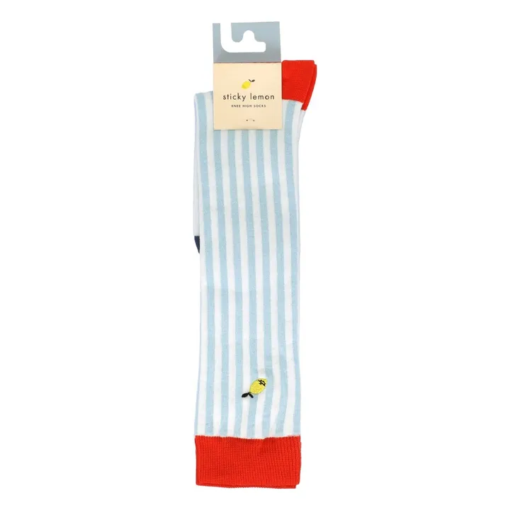 Chaussettes Hautes Rayées | Bleu- Image produit n°3